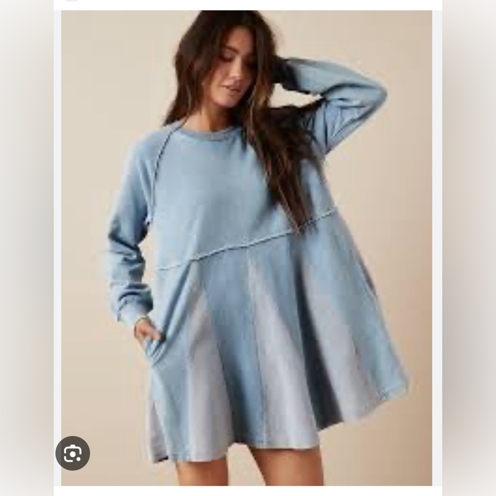 American Eagle Fleece Long Sleeve Babydoll Dress